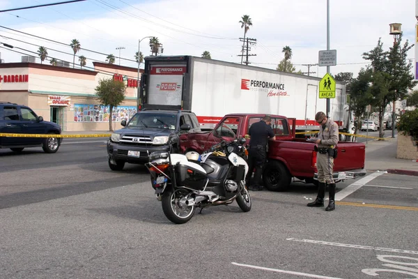 Auto Onnettomuus Long Beach California Joulukuu 2015 Nopea Poliisitakaa Ajo — kuvapankkivalokuva