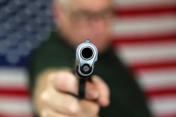 Gun American Flag Caliber Pistol American Flag Background 2Nd Amendment — Fotografia de Stock