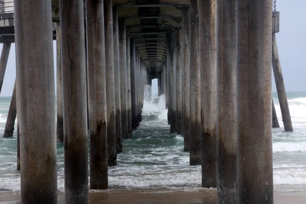 Oceano Cais Oceano Pacífico Oceano Atlântico Huntington Beach Pier Seal — Fotografia de Stock