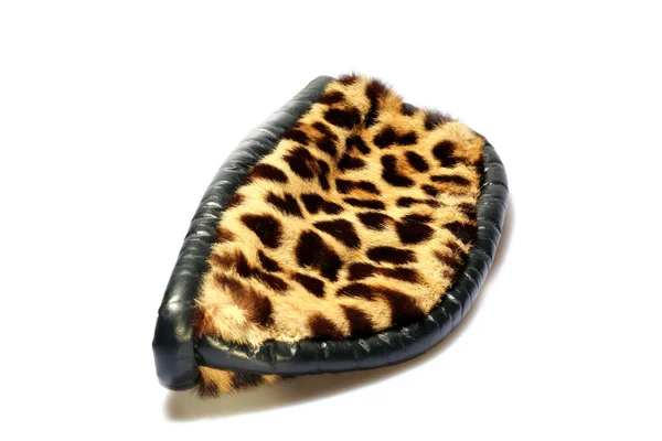 Leopard Fur Hat Genuine Real Leopard Fur Hat Africa Isolated — Stock Photo, Image