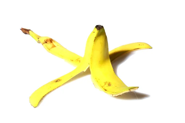 Banana Banana Amarela Isolado Branco Espaço Para Sms Gravar Caminho — Fotografia de Stock