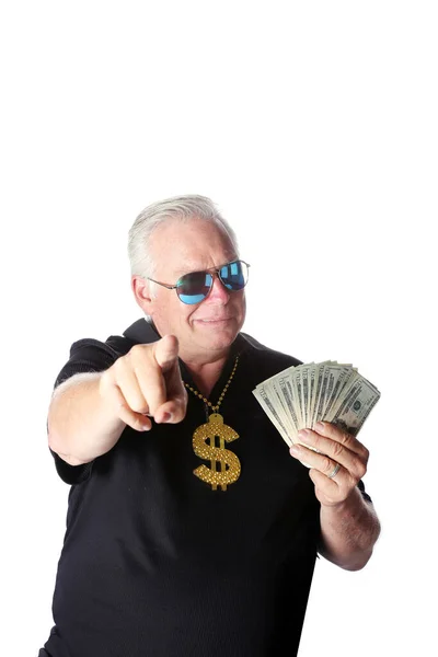 Money Windfall Money Money Heaven Man Grabs Money Falls Sky — Stock Photo, Image