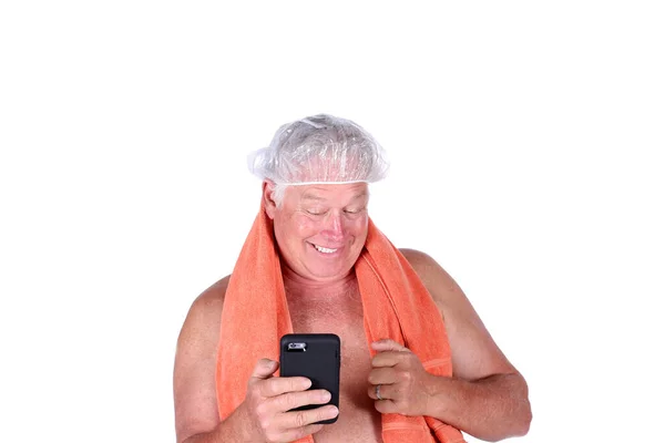 Telefon Internetverbindung Raus Aus Der Dusche Aus Der Badewanne Aus — Stockfoto