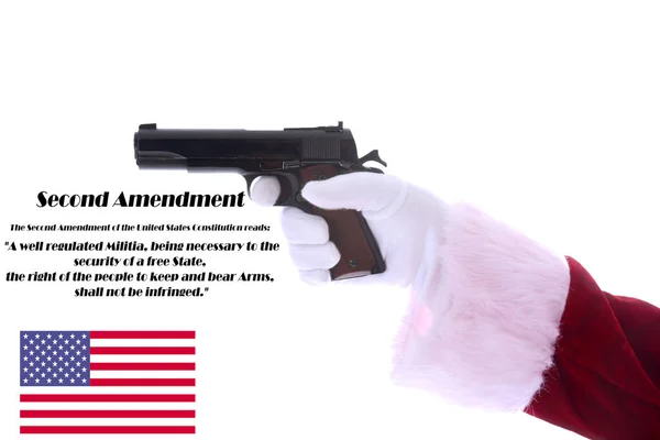 Arma Pistola Pai Natal Natal Pai Natal Aponta Uma Arma — Fotografia de Stock