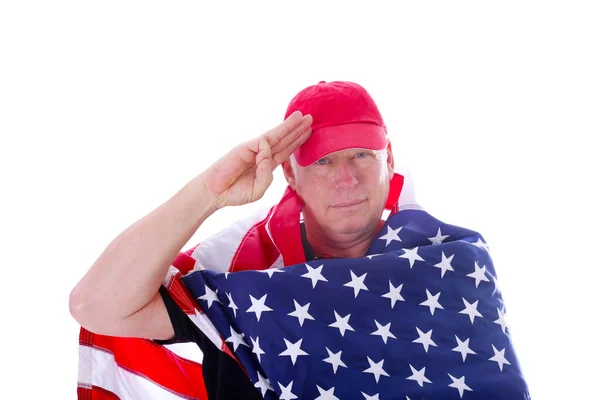 Proud American America American Flag American Man Isolated White Room — Stock Photo, Image