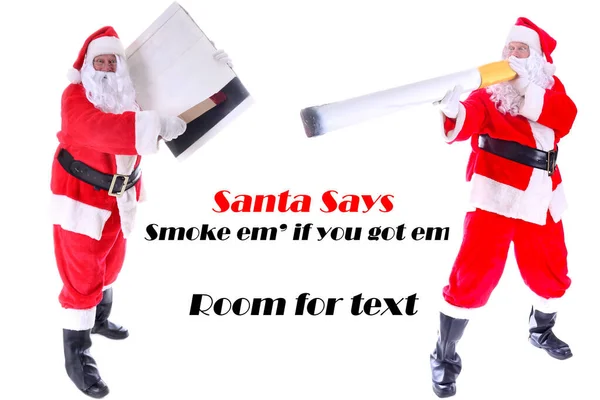 Fumer Noël Père Noël Père Noël Fumant Des Cigarettes Cigarette — Photo