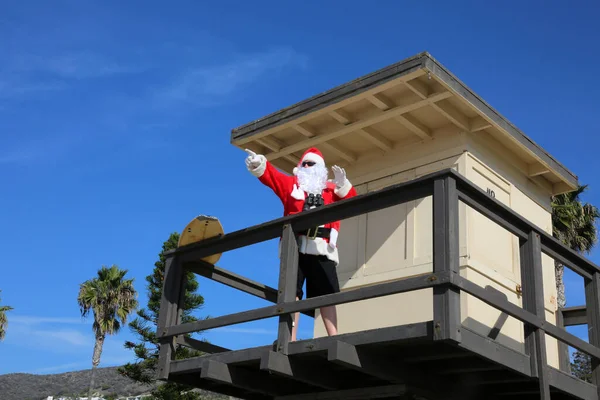 Christmas Santa Claus Life Guard Santa Claus Life Guard Santa — Stock Photo, Image