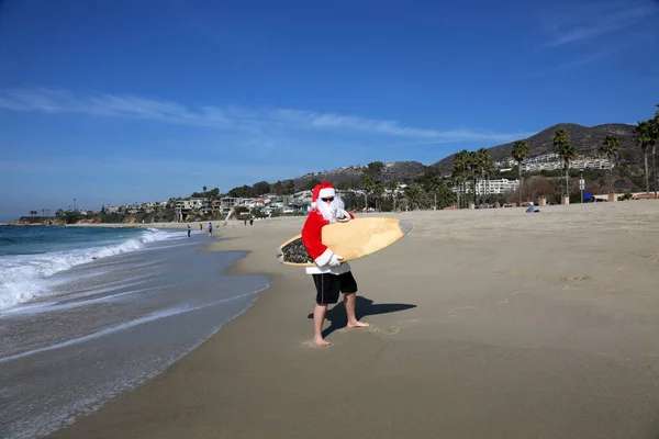 Natale Babbo Natale Surf Babbo Natale Che Surf Surf Babbo — Foto Stock