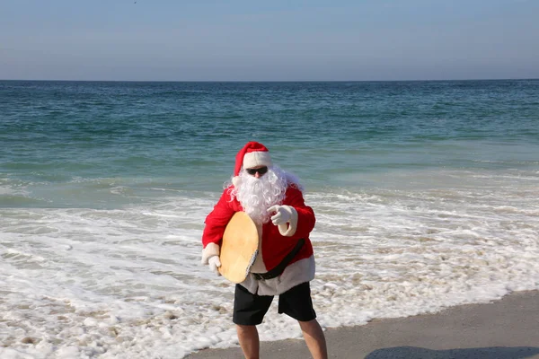 Natale Babbo Natale Surf Babbo Natale Che Surf Surf Babbo — Foto Stock