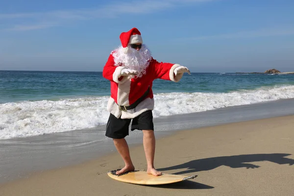 Natale Babbo Natale Surf Babbo Natale Che Surf Surf Babbo — Foto Stock