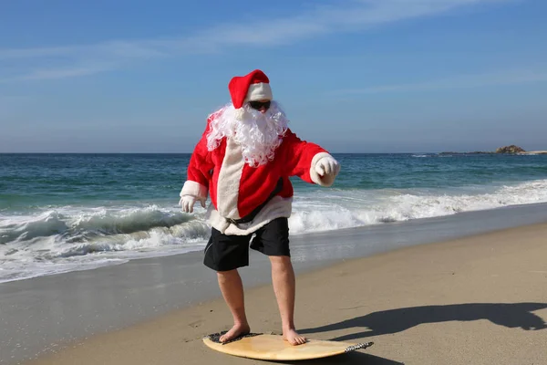 Christmas Santa Claus Surfing Santa Claus Surfing Surfing Santa Surfing — Stock Photo, Image