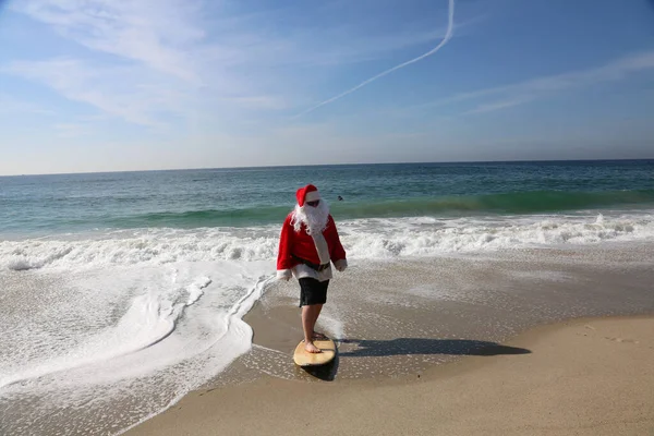 Christmas Santa Claus Surfing Santa Claus Surfing Surfing Santa Surfing — Stock Photo, Image