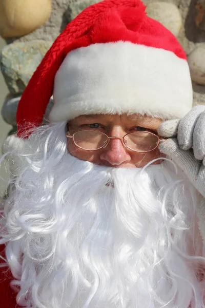 Weihnachten Weihnachtsmann Weihnachtsmann Porträt Der Weihnachtsmann Posiert Für Seine Jährlichen — Stockfoto