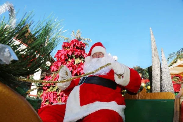 Natal Pai Natal Santa Sleigh Christmas Sleigh Santa Sled Papai — Fotografia de Stock