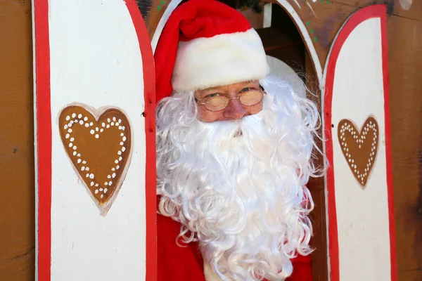 Natal Pai Natal Retrato Papai Noel Pronto Para Ouvir Desejos — Fotografia de Stock