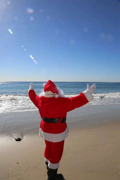 Natale Babbo Natale Una Vacanza Vacanze Mare Babbo Natale Vacanza — Foto Stock