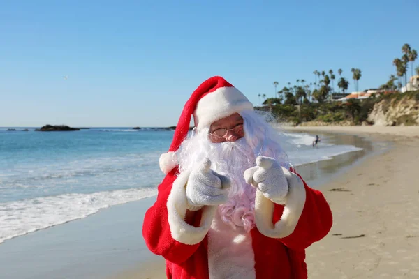 Natale Babbo Natale Una Vacanza Vacanze Mare Babbo Natale Vacanza — Foto Stock