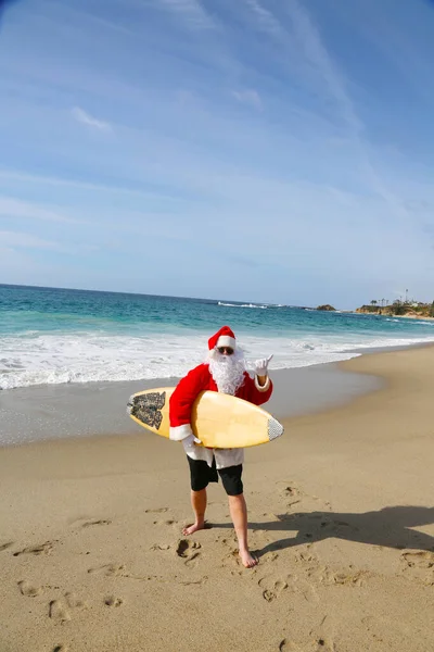 Surf Babbo Natale Natale Vacanze Natale Surf Babbo Natale Tavola — Foto Stock