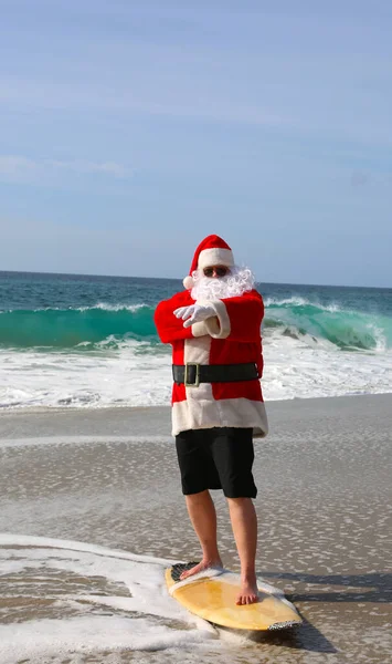 Surf Babbo Natale Natale Vacanze Natale Surf Babbo Natale Tavola — Foto Stock