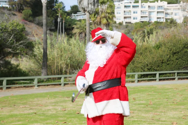 Natal Pai Natal Golfe Jogo Golfe Pai Natal Engraçado Joga — Fotografia de Stock