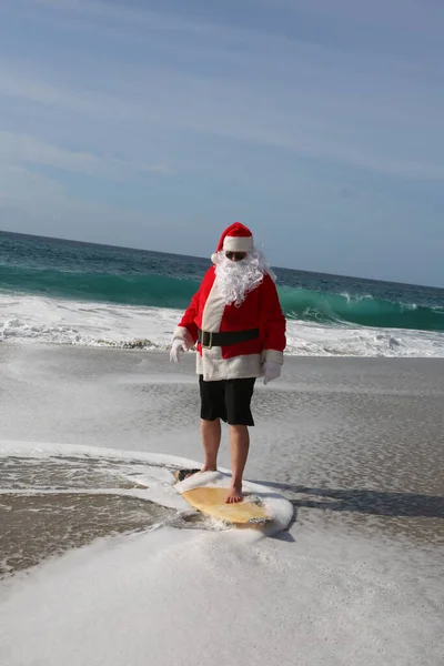 Surf Babbo Natale Natale Vacanze Natale Surf Babbo Natale Tavola — Foto Stock