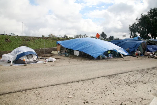 Sin Hogar Campamento Indigentes Los Angeles California Homeless Tent Camps —  Fotos de Stock