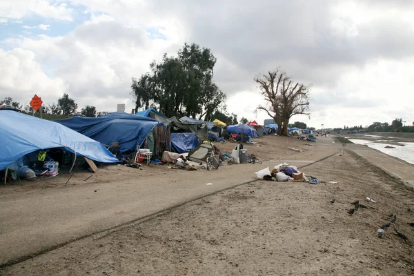 Sin Hogar Campamento Indigentes Los Angeles California Homeless Tent Camps —  Fotos de Stock