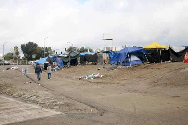 Sin Hogar Campamento Indigentes Los Angeles California Homeless Tent Camps —  Fotos de Stock