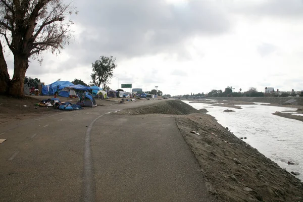 Sin Hogar Campamento Indigentes Los Angeles California Homeless Tent Camps —  Fotos de Stock