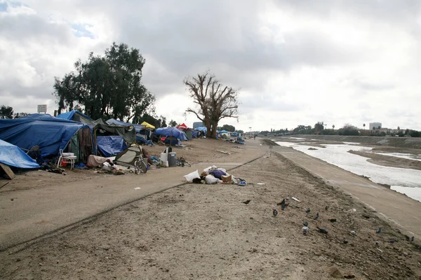 Sin Hogar Campamento Indigentes Los Angeles California Homeless Tent Camps —  Fotos de Stock