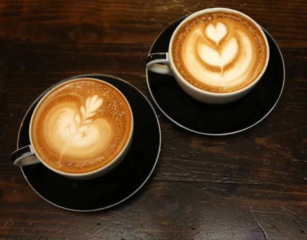 Latte Latte Art Coffee Hot Rich Latte Art Foam Top — Stock Photo, Image