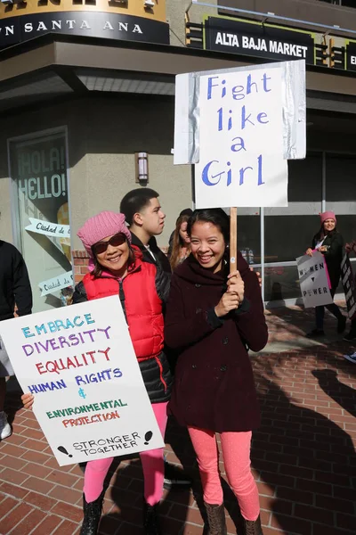 Santa Ana California January 2017 People Orange County Carry Signs — Fotografia de Stock