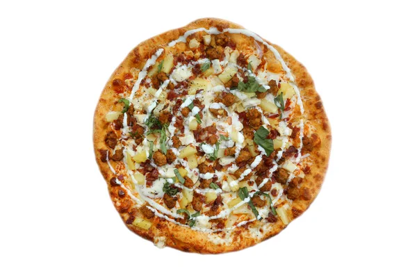 Pizza Pizza Buffalo Chicken Pizza Hühnerwurst Und Ananas Pizza Wurst — Stockfoto