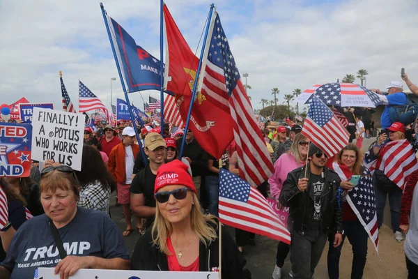 Prezydent Donald Trump Huntington Beach Marca 2017 Make America Great — Zdjęcie stockowe