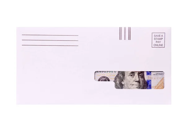 Para Posta Kutusunda Postayla Nakit Nakit Kraldır Zarftaki Amerikan Parası — Stok fotoğraf