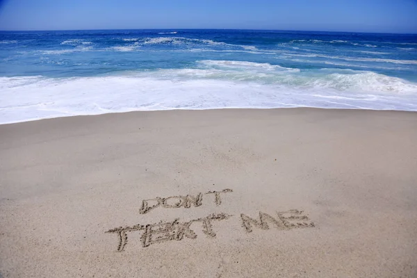 Slova Písku Slova Napsaná Pískem Pláži Nepiš Písku Laguna Beach — Stock fotografie