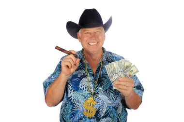 Teksas Milyoneri. Elinde para olan Teksaslı adam. Beyazda izole edilmiş. Mesaj için yer var. Bay Para. Vay be. Cash 'in adamı. Nakit kraldır. Yakmak için para. Borç para. Kovboy. Bir iş adamı siyah bir kovboy şapkası giyer. Bir iş adamı anlaşma yapmak istiyor.. 