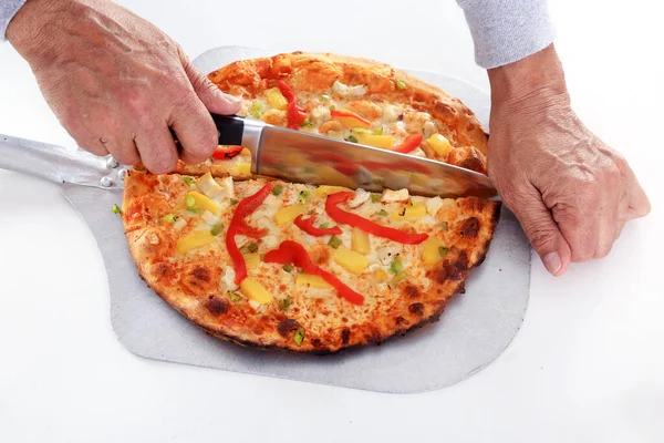 Pizza Leckere Pizza Käsepizza Pepperoni Pizza Pilzpizzen Mozzarella Und Tomate — Stockfoto