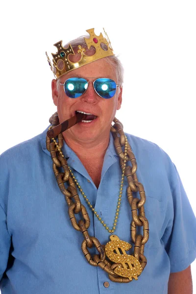 Koning Van Photo Booth Een Gelukkig Man Draagt Zijn King — Stockfoto