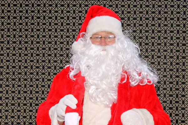 크리스마스 클로스 산타클로스가 부스에서 산타클로스가 웃겨요 재미있는 산타클로스 Photo Booth — 스톡 사진