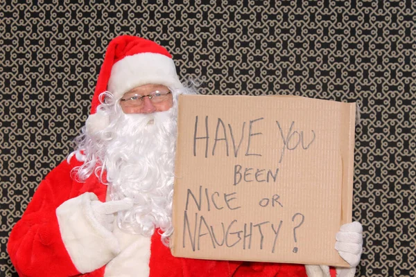 Święta Święty Mikołaj Zdjęcie Booth Święty Mikołaj Jest Zabawny Święty — Zdjęcie stockowe