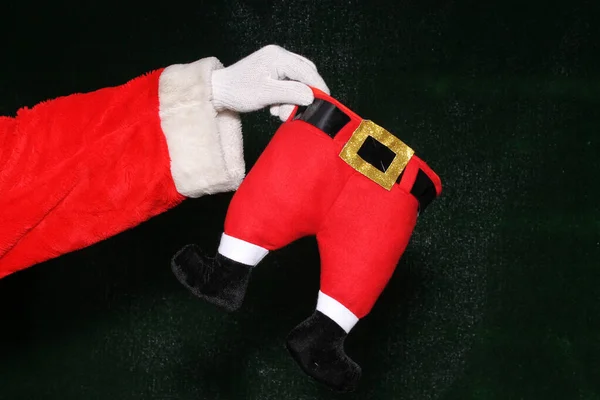 Karácsonykor Télapó Fotófülke Santa Poses Egy Photo Booth Ban Mikulás — Stock Fotó