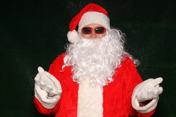 Karácsonykor Télapó Fotófülke Santa Poses Egy Photo Booth Ban Mikulás — Stock Fotó