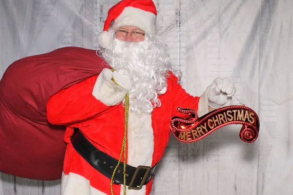 Vánoce Santa Claus Fotokabička Santa Poses Photo Booth Santa Claus — Stock fotografie