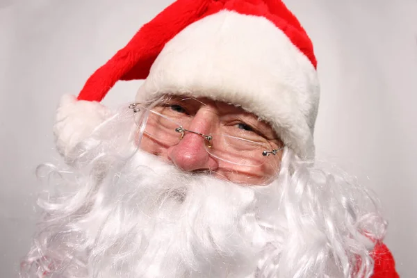 Julen Jultomten Fotograf Booth Santa Poses Ett Fotobås Jultomten Rolig — Stockfoto