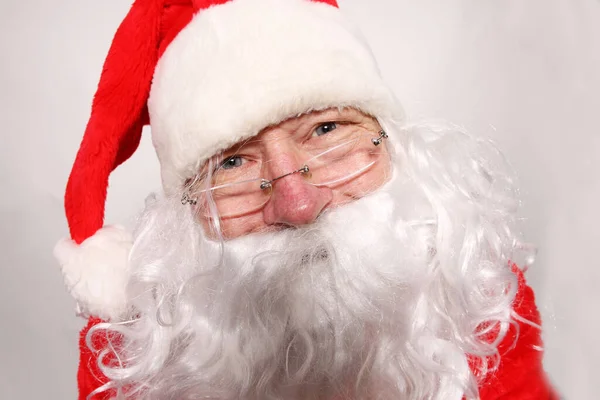 Weihnachten Weihnachtsmann Fotokabine Der Weihnachtsmann Posiert Einer Fotobox Der Weihnachtsmann — Stockfoto