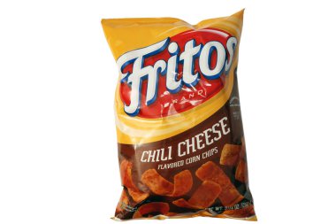 Lake Forest, CA, January 31, 2018: Bag of Chili Cheese flavor Fritos corn chips which is owned by Frito-Lay.