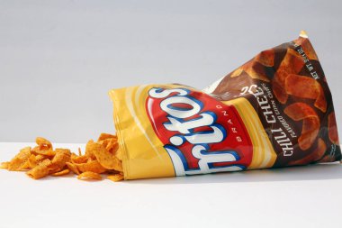 Lake Forest, CA, January 31, 2018: Bag of Chili Cheese flavor Fritos corn chips which is owned by Frito-Lay.