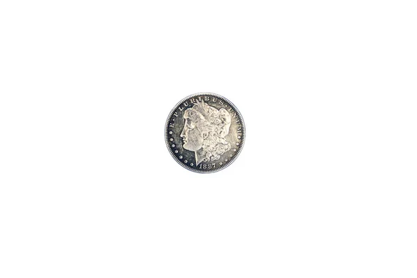 Zilveren Munt Geïsoleerd Witte Achtergrond — Stockfoto