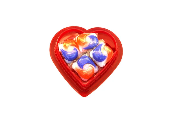 Laundry Detergent Pods Heart Shaped Valentines Day Chocolate Gift Box — Stockfoto